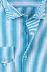 Green & White Men's Stripe Dress Shirt